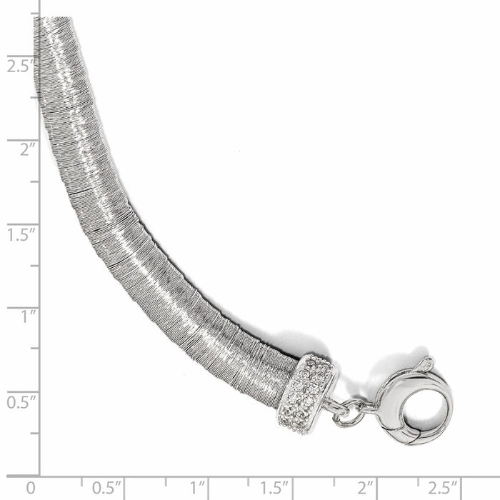 Shop Stylish Rhodium-Plated Sterling Silver Bracelet with CZ Accents, 1-Inch Extension-3