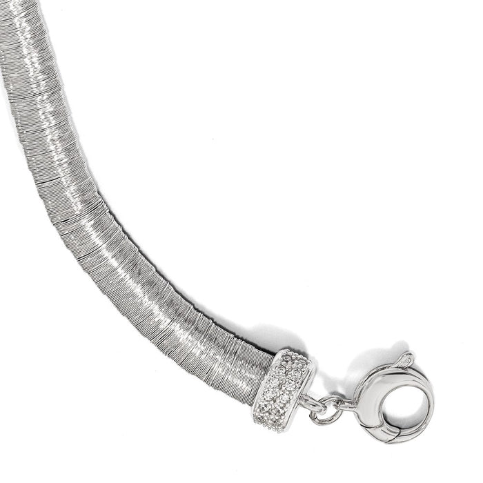 Shop Stylish Rhodium-Plated Sterling Silver Bracelet with CZ Accents, 1-Inch Extension-1