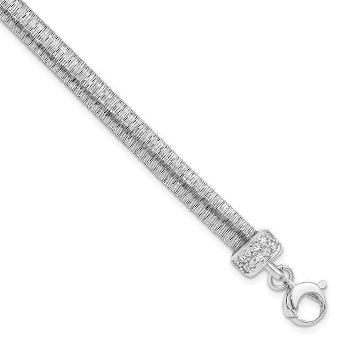 Buy Stylish Rhodium-Plated Sterling Silver Bracelet with CZ Accents, 1-Inch Ext-1