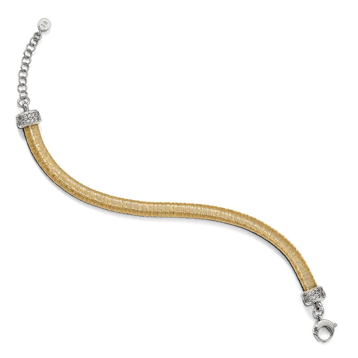Shop Stylish Sterling Silver Gold-Tone CZ Bracelet - 1-Inch Extension, Affordable!-2
