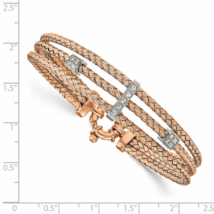 Buy Stylish Polished Woven Bracelet in Sterling Silver & Rose Gold Plating-2