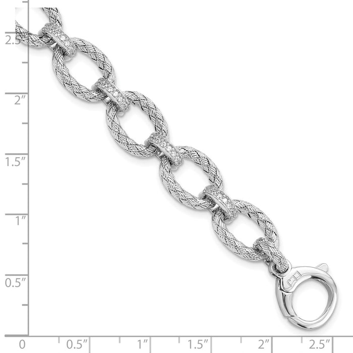 Shop Exclusive Rhodium-Plated Sterling Silver Woven Link Bracelet, Stylish CZ-4