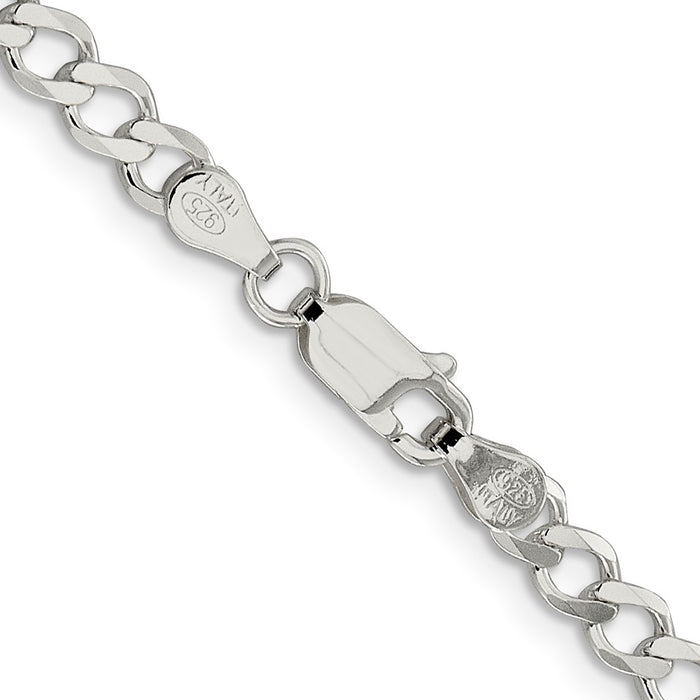 High-Quality Sterling Silver 4.5mm Semi-Solid Curb Link Chain - Stylish Value-3