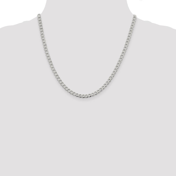 Buy Stylish 4.5mm Sterling Silver Semi-Solid Flat Curb Link Chain - Affordable Price!-4