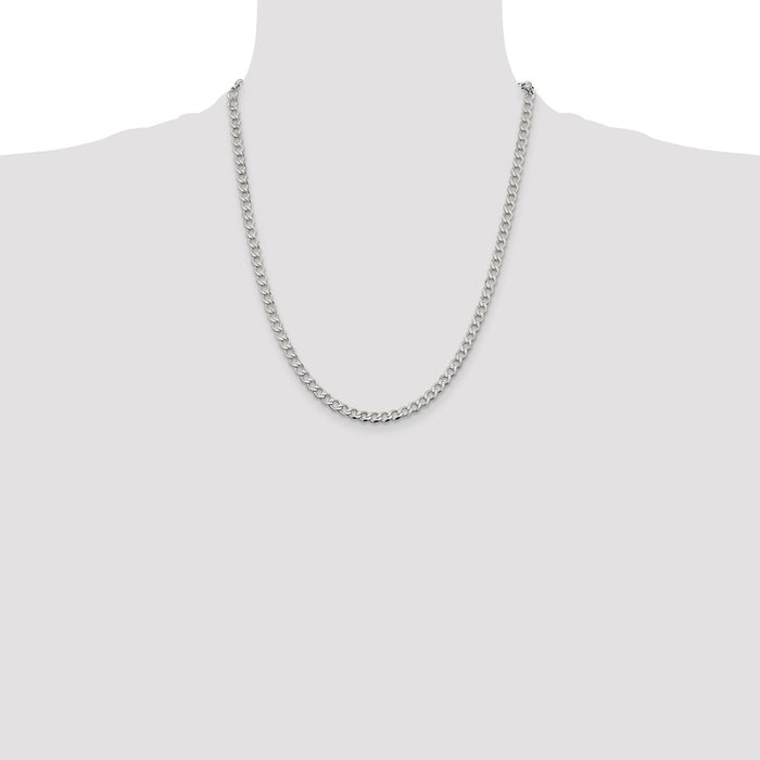 Buy Stylish 4.5mm Semi-Solid Sterling Silver Curb Necklace Chain - Affordable Value-4