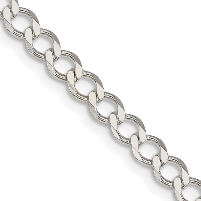 Buy Stylish 4.5mm Sterling Silver Semi-Solid Flat Curb Link Chain - Affordable Price!-1
