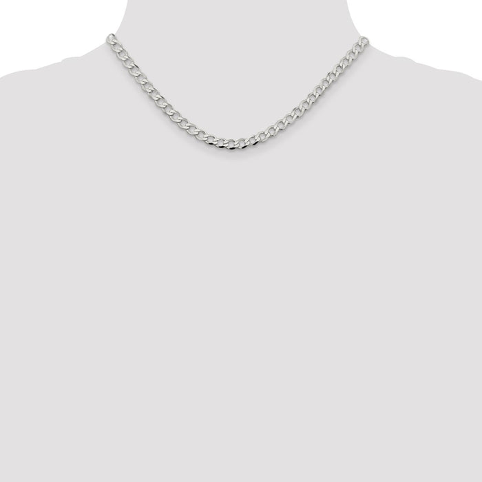 Buy 5.3mm Sterling Silver Semi-Solid Flat Curb Chain - Stylish & Affordable!-4