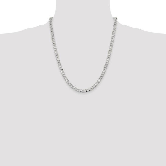 Buy Stylish 5.3mm Semi-Solid Flat Curb Chain in Sterling Silver - Affordable Value!-4