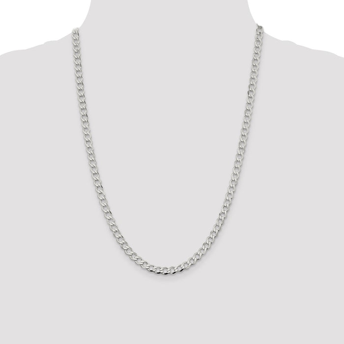 Buy Stylish 5.3mm Semi-Solid Flat Curb Chain in Sterling Silver - Affordable Luxury-4