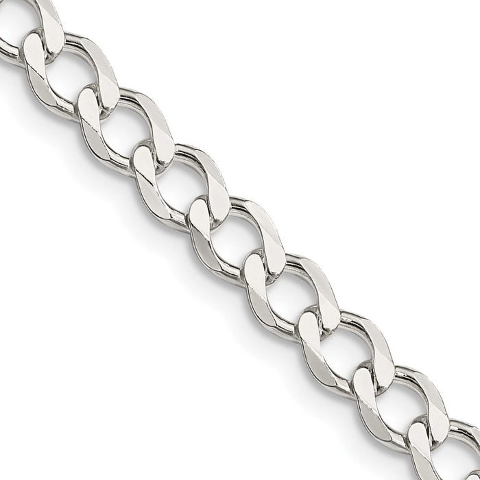 Buy Stylish 5.3mm Semi-Solid Flat Curb Chain in Sterling Silver - Affordable Value!-1