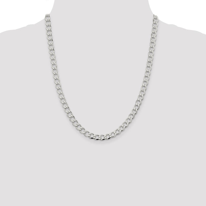 Buy Stylish 6.7mm Sterling Silver Semi-Solid Flat Curb Link Chain - Affordable Price-4