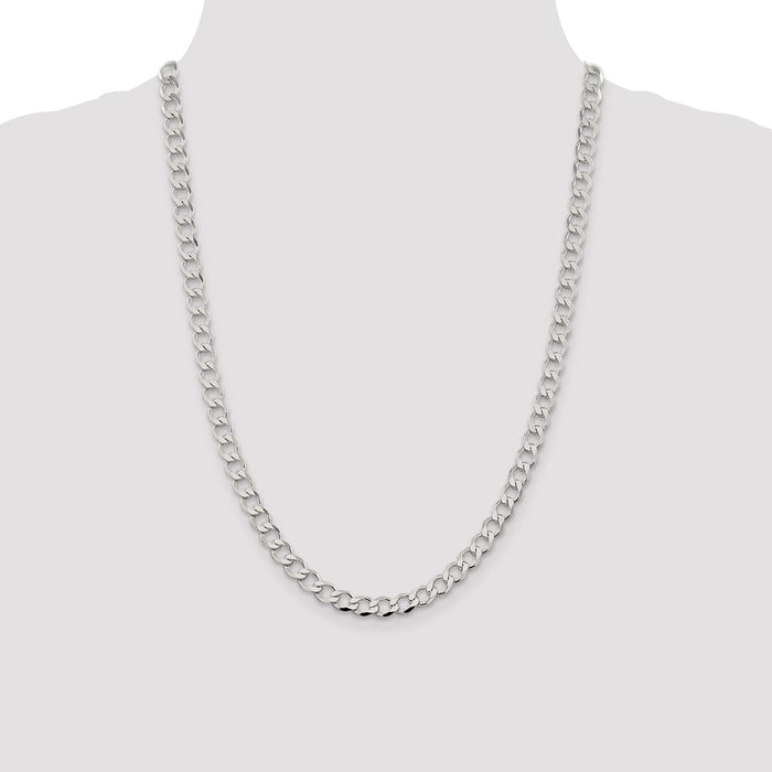 Buy Stylish 6.7mm Sterling Silver Semi-Solid Flat Curb Link Chain - Affordable Quality-4