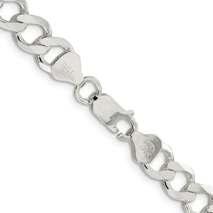 Buy Luxury 8.1mm Sterling Silver Semi-Solid Flat Curb Link Chain-3