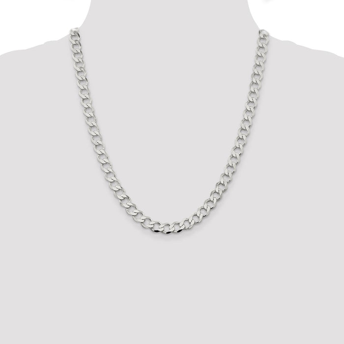 Buy Luxury 8.1mm Sterling Silver Semi-Solid Flat Curb Link Chain-4