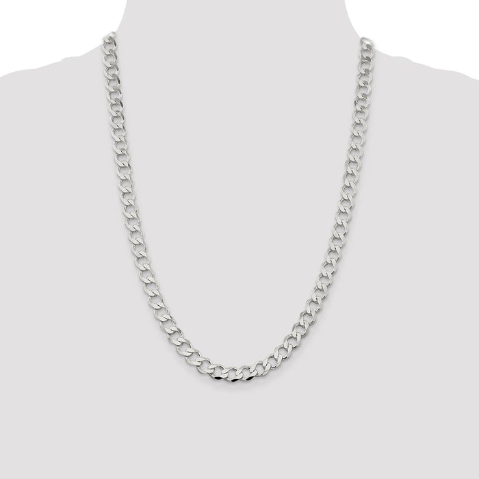 Buy Stylish 8.1mm Sterling Silver Semi-Solid Flat Curb Link Chain-4