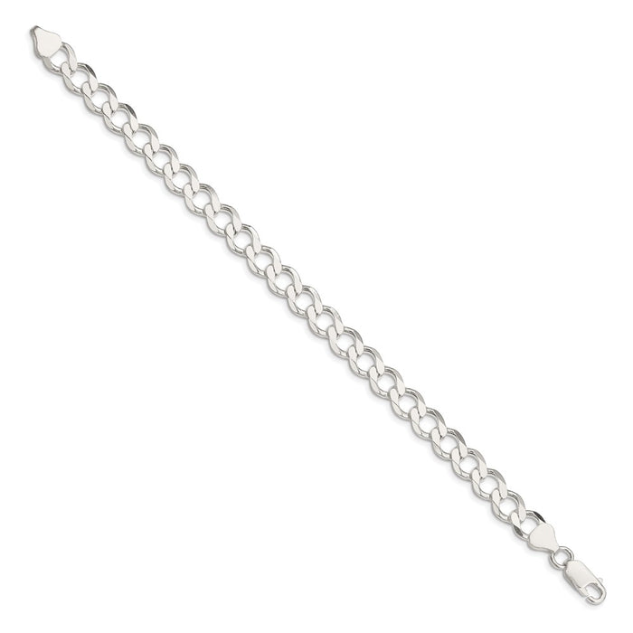 High-Quality 8.1mm Semi-Solid Flat Curb Link Chain in Sterling Silver - Affordable!-2