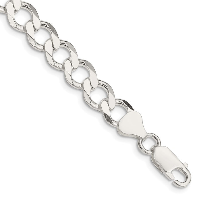 High-Quality 8.1mm Semi-Solid Flat Curb Link Chain in Sterling Silver - Affordable!-1