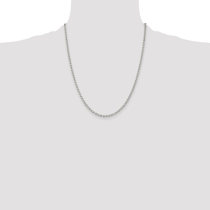 Buy Stylish 2.8mm Sterling Silver Elongated Open Link Chain - Affordable Luxury-4