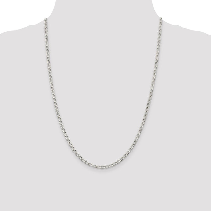 Buy Stylish 3.2mm Elongated Open Link Chain in High-Quality Sterling Silver-4