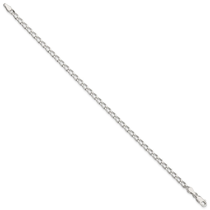 Buy Stylish Sterling Silver 3.2mm Elongated Open Link Anklet Chain - Luxury Value-2