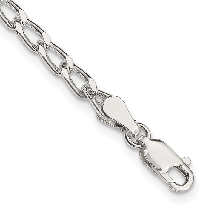 Buy Stylish Sterling Silver 3.2mm Elongated Open Link Anklet Chain - Luxury Value-1