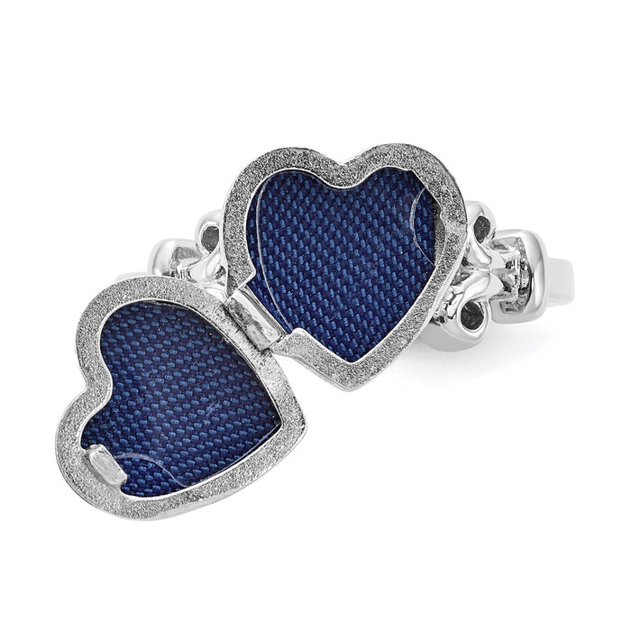 Exclusive Rhodium-Plated Sterling Silver 10mm Heart Locket Ring - Stylish Value-4