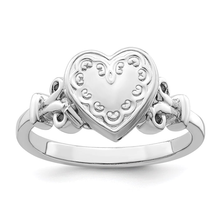 Exclusive Rhodium-Plated Sterling Silver 10mm Heart Locket Ring - Stylish Value-1
