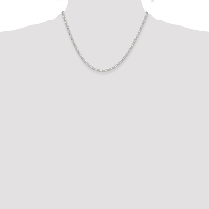 Buy Stylish 3mm Polished Sterling Silver Mariner Link Chain - Diamond Cut Finish-4