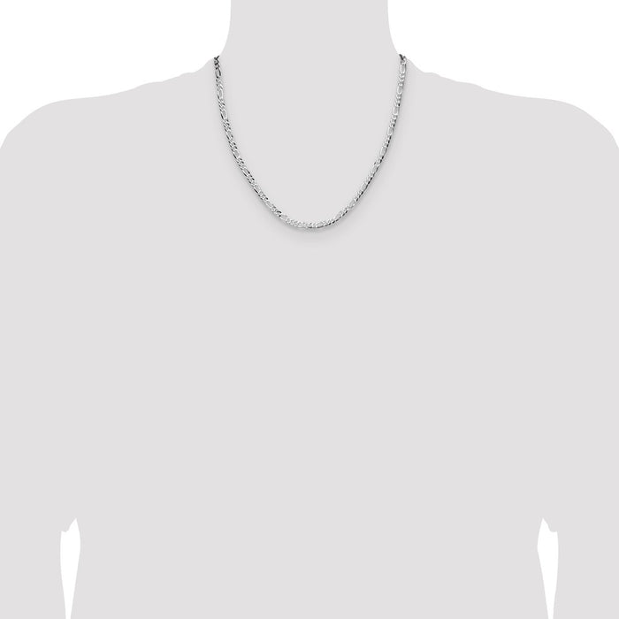 Buy Stylish 4.0mm Flat Figaro Chain in Sterling Silver - Lightweight & Affordable-4