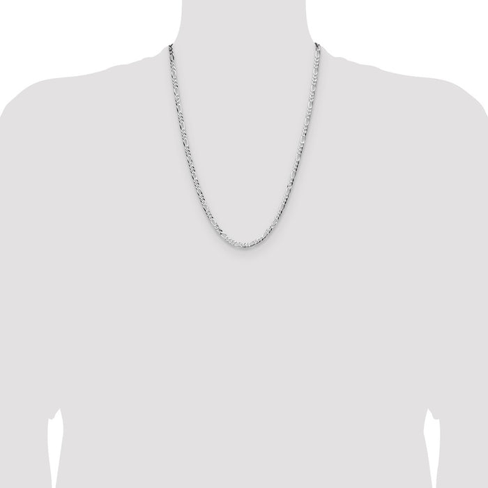 High-Quality 4.0mm Sterling Silver Flat Figaro Chain - Stylish & Affordable!-4