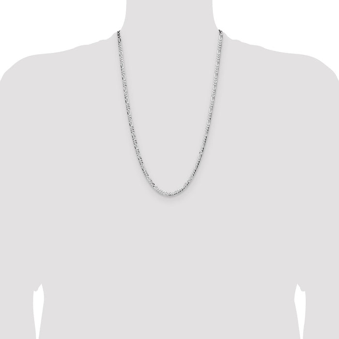 Buy Stylish 4.0mm Lightweight Sterling Silver Flat Figaro Chain - Affordable Quality-4
