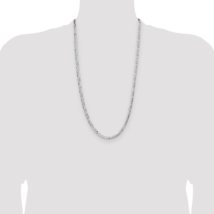 High-Quality 4.0mm Sterling Silver Flat Figaro Chain - Stylish & Affordable!-4