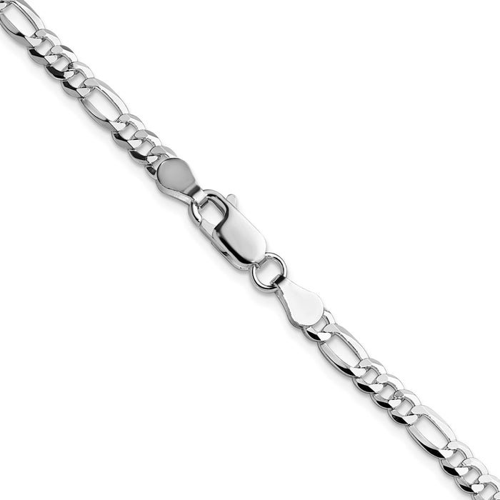 Buy Stylish 4.0mm Rhodium-Plated Sterling Silver Flat Figaro Chain - Affordable Quality-3