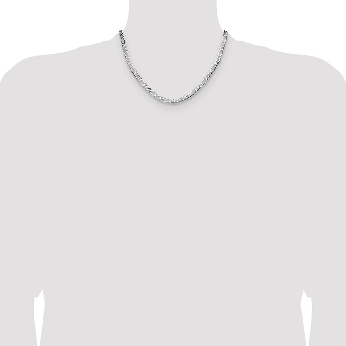 Buy Stylish 4.0mm Rhodium-Plated Flat Figaro Chain in Sterling Silver-4