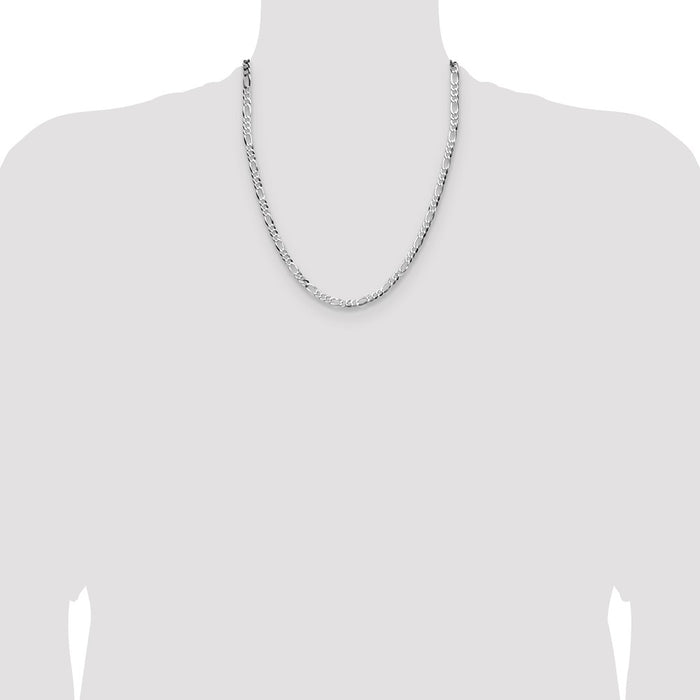 Exclusive Rhodium-Plated Sterling Silver 4.0mm Flat Figaro Chain - Stylish Value-4