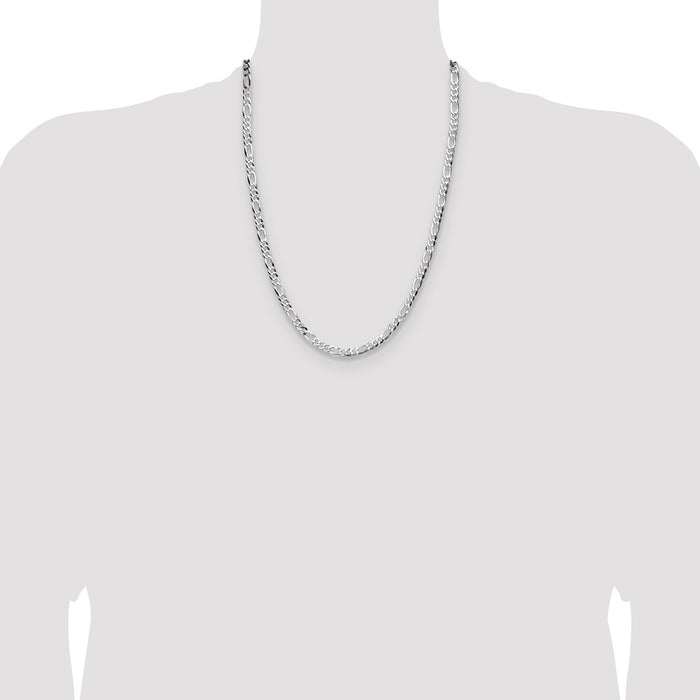 Buy Stylish 4.0mm Rhodium-Plated Sterling Silver Flat Figaro Chain - Affordable Quality-4