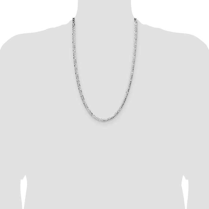 Buy Stylish Rhodium-Plated Sterling Silver 4.0mm Flat Figaro Chain-4