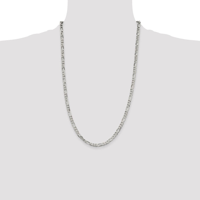 Buy Stylish 4.5mm Flat Figaro Sterling Silver Chain - High-Quality & Lightweight-4