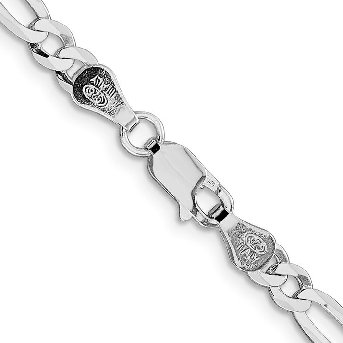 Buy Stylish Rhodium-Plated Sterling Silver 4.5mm Flat Figaro Chain - Affordable Luxury-3
