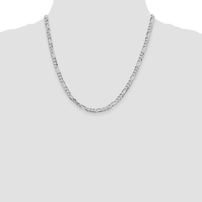 Exclusive Rhodium-Plated Sterling Silver 4.5mm Figaro Chain - Stylish Value-4