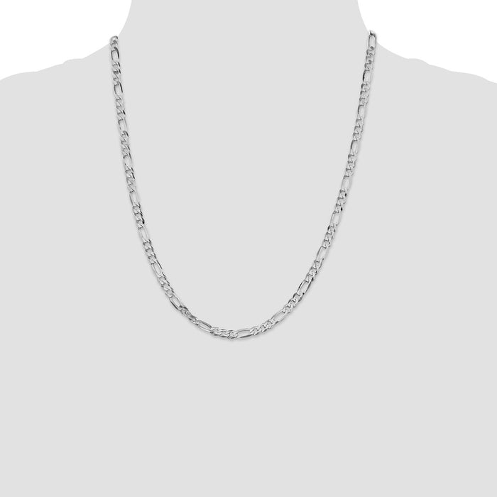 High-Quality 4.5mm Rhodium-Plated Sterling Silver Figaro Chain - Stylish Value-4