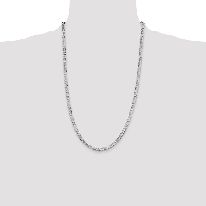 Buy Stylish Rhodium-Plated Sterling Silver 4.5mm Flat Figaro Chain - Lightweight Value-4