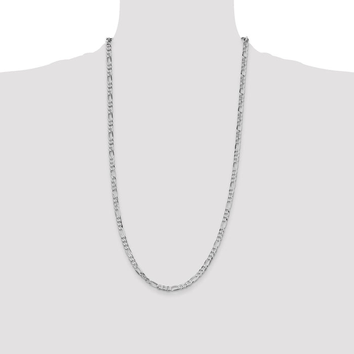 Buy Stylish Rhodium-Plated Sterling Silver 4.5mm Flat Figaro Chain - Affordable Luxury-4