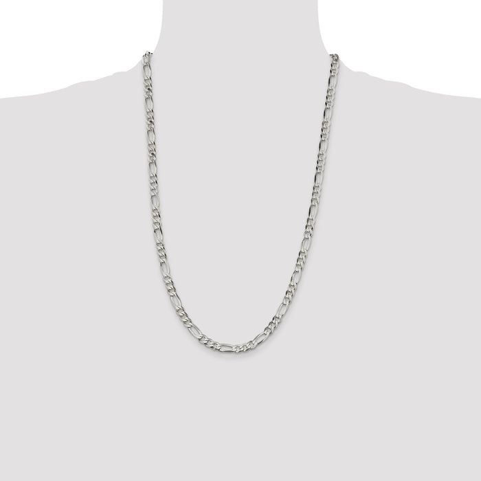 Buy Stylish 5.5mm Lightweight Sterling Silver Flat Figaro Chain - Affordable Value-4