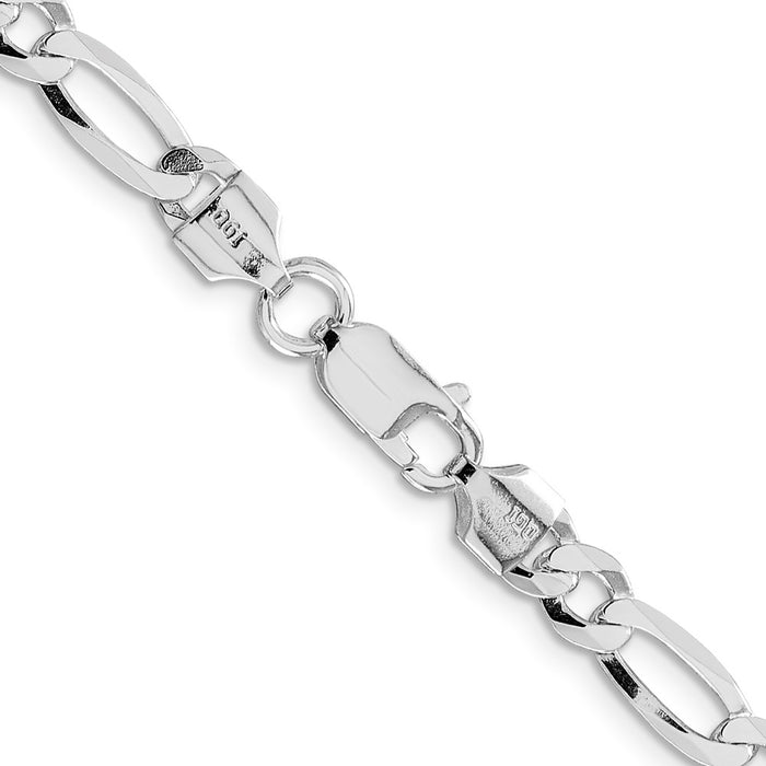 High-Quality Rhodium-Plated Sterling Silver 5.5mm Figaro Chain - Affordable Luxury-3
