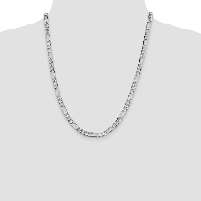 High-Quality Rhodium-Plated Sterling Silver 5.5mm Figaro Chain - Stylish Value!-4