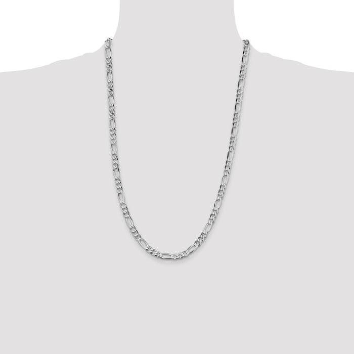 Buy Stylish 5.5mm Rhodium-Plated Sterling Silver Flat Figaro Chain - Affordable Luxury-4