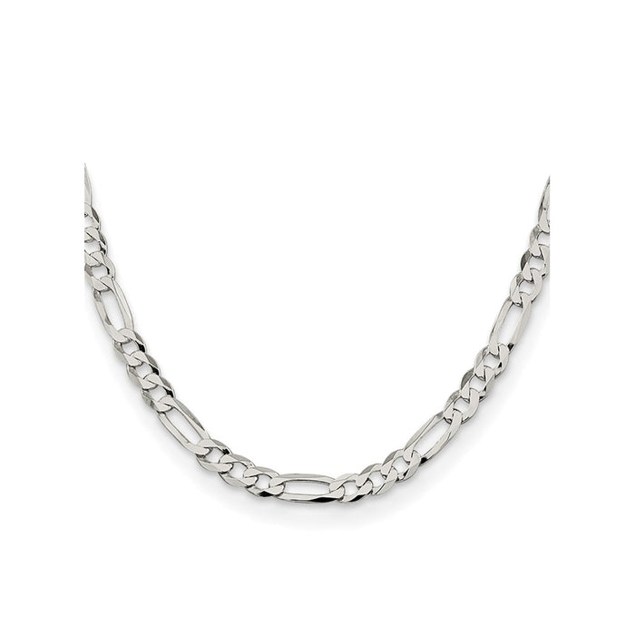 Buy Stylish 7.0mm Flat Figaro Chain in Lightweight Sterling Silver-2