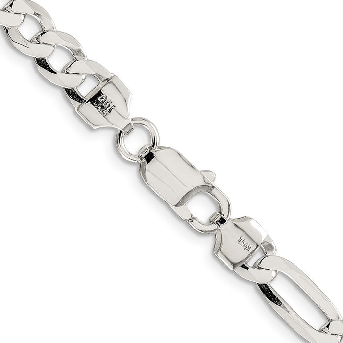 Buy Lightweight 7.0mm Sterling Silver Flat Figaro Chain - Stylish & Affordable!-3