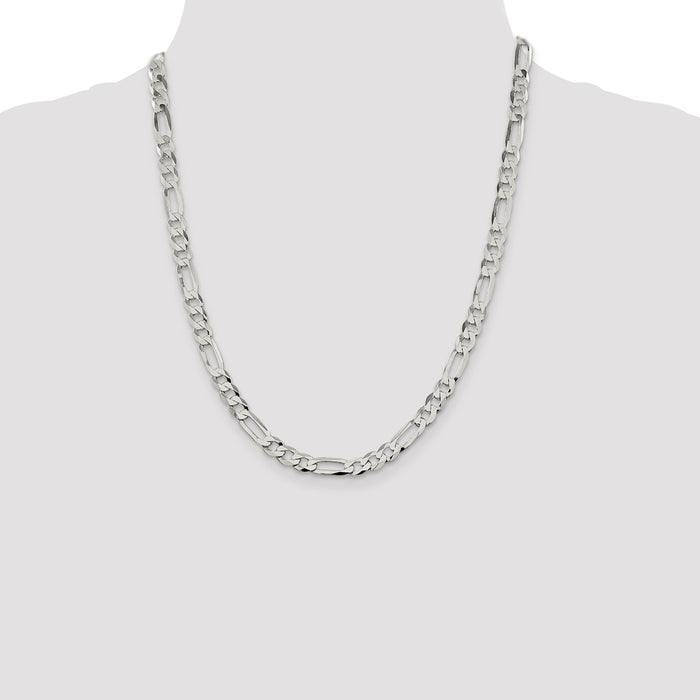 Buy Stylish 7.0mm Lightweight Sterling Silver Flat Figaro Chain - Affordable Value!-4
